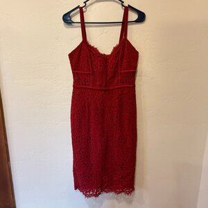 Express Red Lace Knee-Length Dress - Size 4